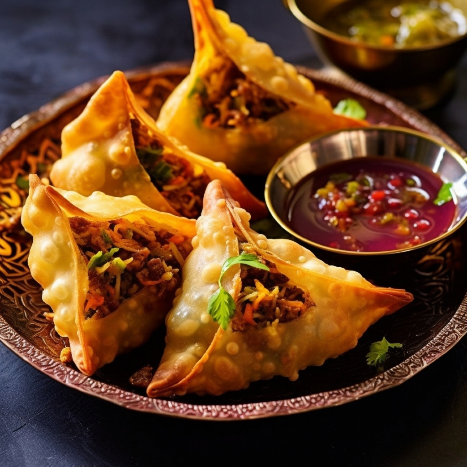 Keema Samosa Indian Appetizer